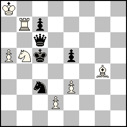 Ra8 Pa5 Pd2 Pe3 Tb7 Fg4 Cb5 + Rc5 Pc7 Pe5 Dc6 Cc3