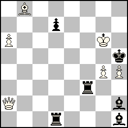 Rg6 Pa6 Pg4 Ph4 Da2 Fb8 + Rh5 Pd7 Td1 Tf3 Fh2 Fh1
