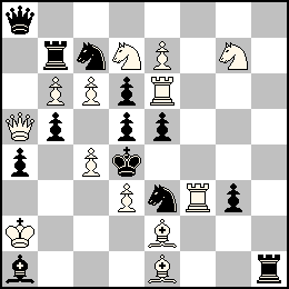 Ra2 Pb6 Pc6 Pc4 Pd3 Pe7 Da5 Te6 Tf3 Fe2 Fe1 Cd7 Cg7 + Rd4 Pa4 Pb5 Pd6 Pd5 Pe5 Pg3 Da8 Tb7 Th1 Fa1 Cc7 Ce3