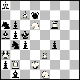 Rd2 Pe3 Da3 Tb2 Tf6 Fa8 Fc7 Cd6 Ce1 + Rc5 Pa2 Pb6 Pb5 Pc4 Pf4 Dd7 Fa5 Fb1 Ca6 Cb4