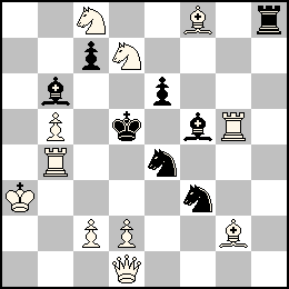 Ra3 Pb5 Pc2 Pd2 Dd1 Tb4 Tg5 Ff8 Fg2 Cc8 Cd7 + Rd5 Pc7 Pe6 Th8 Fb6 Ff5 Ce4 Cf3