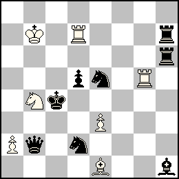Rb7 Pa2 Pe3 Td7 Tg5 Fe1 Cb4 + Rc4 Pd5 Db2 Th7 Th6 Fh1 Cd2 Ce5