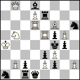 Ra4 Pb2 Pd7 Pe2 Pf3 Pg5 Ph2 Db8 Td6 Te5 Ff6 Cb5 + Rf4 Pc2 Pe3 Pf5 Pf2 Pg4 Dd1 Tc1 Te7 Fd8 Ca1 Ch6