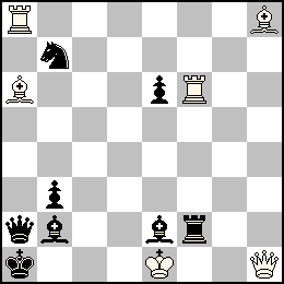 Re1 Dh1 Ta8 Tf6 Fa6 Fh8 + Ra1 Pb3 Pe6 Da2 Tf2 Fb2 Fe2 Cb7